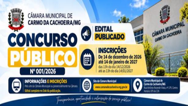 CONCURSO PÚBLICO Nº 001/2026 – EDITAL PUBLICADO!